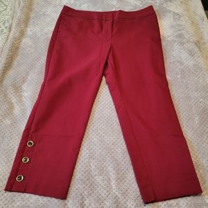 Ann Taylor burgandy pants, 3 button detail and ankle.   Size 14